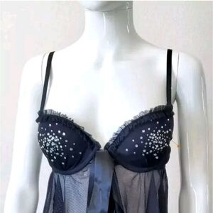 Victoria’s Secret Sexy Little Thing   Black Babydoll Cami Nightie Sz 36B Used